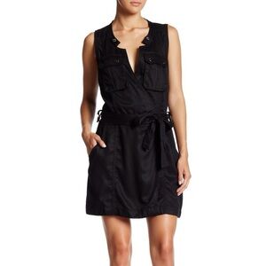 NWT Free People Sz S Desert Daylight Black Safari Utility Mini Dress